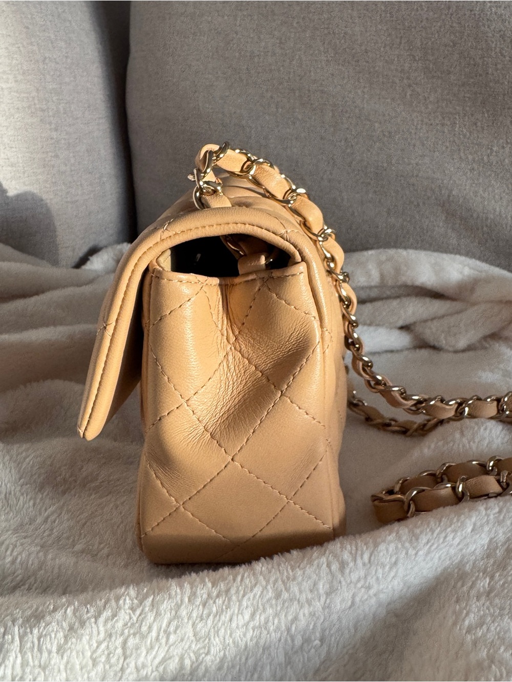 authentic CHANEL mini flap bag in beige excellent condition - Picture 6 of 16